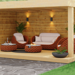 Cocaro Weave Round Smokeless Propane Fire Pit - Elegant Rattan & Marble Design, 50,000 BTU Outdoor Heater - thumbnail 6