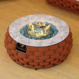 Cocaro Weave Round Smokeless Propane Fire Pit - Elegant Rattan & Marble Design, 50,000 BTU Outdoor Heater - thumbnail 1