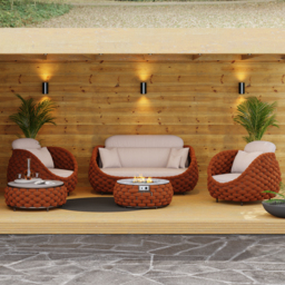 Cocaro Weave Round Smokeless Propane Fire Pit - Elegant Rattan & Marble Design, 50,000 BTU Outdoor Heater - thumbnail 5