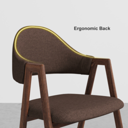 Set of 4 Linen Dining Chair Upholstered Curved Back Modern Brown Chair - thumbnail 8