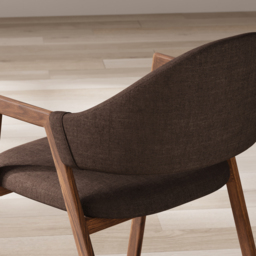 Set of 4 Linen Dining Chair Upholstered Curved Back Modern Brown Dining Room Chairs - thumbnail 6