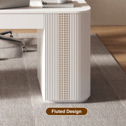 Modern white sitting desk with 2 drawers and storage computer desk 150 cm - thumbnail 9