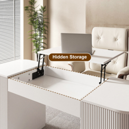 Modern white sitting desk with 2 drawers and storage computer desk 150 cm - thumbnail 7