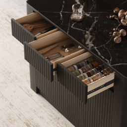 1290mm Kitchen Island Sintered Stone Top with Storage Black Modern - thumbnail 9