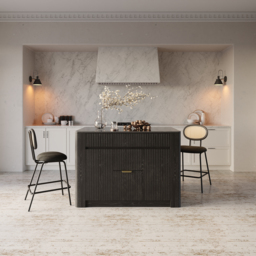 1290mm Kitchen Island Sintered Stone Top with Storage Black Modern - thumbnail 5