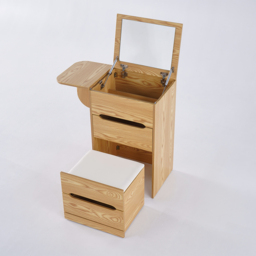 Nordic Flip Top Natural Dressing Table Mini with Stool & Mirror - thumbnail 4