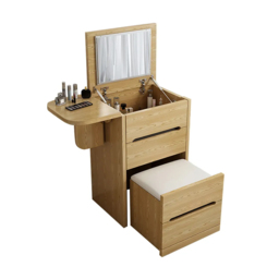 Nordic Flip Top Natural Dressing Table Mini with Stool & Mirror - thumbnail 2