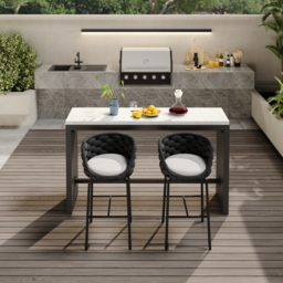 2 PCS Woven Rope Patio Bar Stool Modern Yard & Patio Chairs in Dark Grey (Set of 2) - thumbnail 3