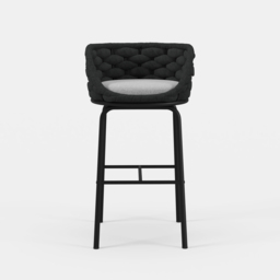 2 PCS Woven Rope Patio Bar Stool Modern Yard & Patio Chairs in Dark Grey (Set of 2) - thumbnail 9