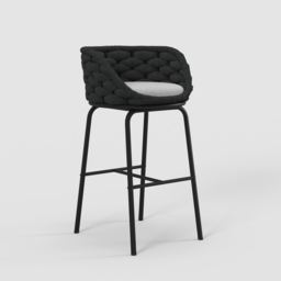 2 PCS Woven Rope Patio Bar Stool Modern Yard & Patio Chairs in Dark Grey (Set of 2) - thumbnail 8