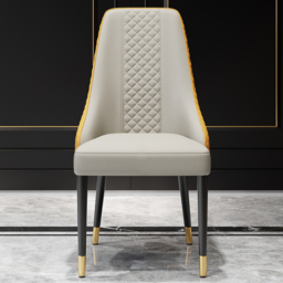 Modern Dining Chairs Set of 6 Faux Leather High Back with Upholstered Orange & Beige Dining Room Chairs - thumbnail 7