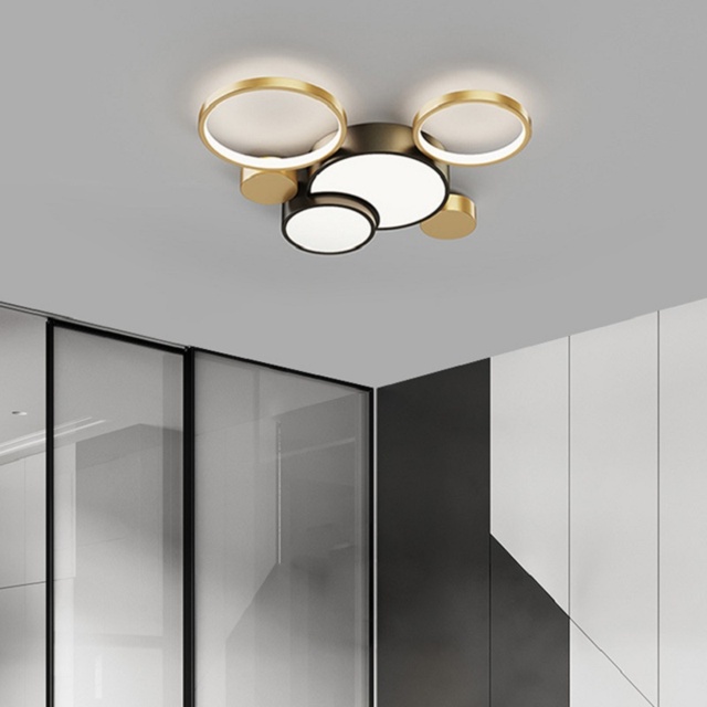 Geometric Flush Mount LED Ceiling Light in Gold & Black - image 1