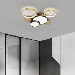 Geometric Flush Mount LED Ceiling Light in Gold & Black - thumbnail 1