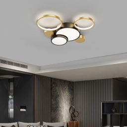 Geometric Flush Mount LED Ceiling Light in Gold & Black - thumbnail 2