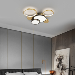 Geometric Flush Mount LED Ceiling Light in Gold & Black - thumbnail 3