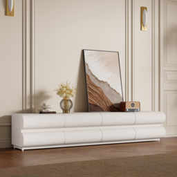 Humply Modern White Leather Long TV Stand with 8 Drawers Media Console for TVs Up to 1900mm - thumbnail 4