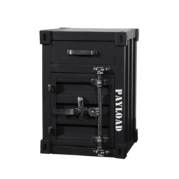 Ctainer Industrial Loft Black Nightstand Retro Bedside Storage Cabinet with Door & Drawer Set of 2 - thumbnail 6
