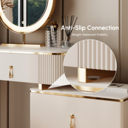Nordic Makeup Vanity Extendable with 5-Drawer Dressing Table with Stone Top in Champagne - thumbnail 8