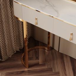 Nordic Makeup Vanity Extendable with 5-Drawer Dressing Table with Stone Top in Champagne - thumbnail 9