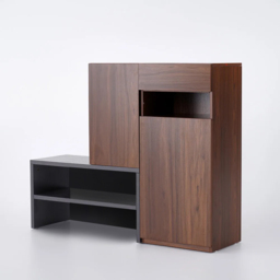 Fero Walnut Corner Shoe Storage Cabinet with 7 Shelves & 1 Drawer Entryway Shoe Storage - thumbnail 7