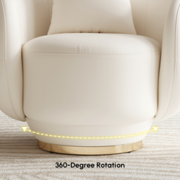 Swivel Barrel Accent Chair Faux Leather Armchair for Living Room in Warm White Set of 2 - thumbnail 3