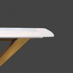 "63"" Modern White Faux Marble Rectangular Dining Table with Stainless Steel X-Base" - thumbnail 6