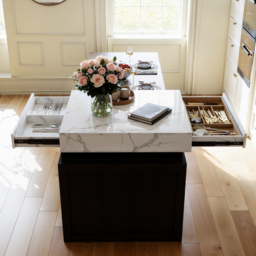 185 - 235 cm Extendable White&Black Kitchen Island with Storage Kitchen Cabinet - thumbnail 6