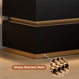 Smart LED 3-Drawer Bedside Table Wireless Charging Station Bedside Table with Light Modern Black - thumbnail 7