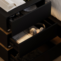 Smart LED 3-Drawer Bedside Table Wireless Charging Station Bedside Table with Light Modern Black - thumbnail 8