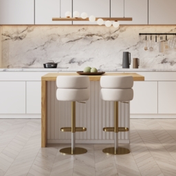 1270mm Modern Kitchen Island Natural Laminate & 2 Counter Stools Set Storage Cabinet - thumbnail 7