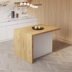1270mm Modern Kitchen Island Natural Laminate & 2 Counter Stools Set Storage Cabinet - thumbnail 5