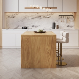 1270mm Modern Kitchen Island Natural Laminate & 2 Counter Stools Set Storage Cabinet - thumbnail 6