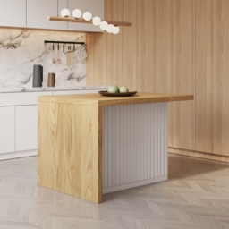 1270mm Modern Kitchen Island Natural Laminate & 2 Counter Stools Set Storage Cabinet - thumbnail 4