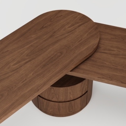 Modern L Shaped Rotating Walnut Executive Office Desk with Drawers Office Furniture (1520mm) - thumbnail 7