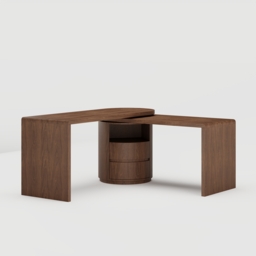 Modern L Shaped Rotating Walnut Executive Office Desk with Drawers Office Furniture (1520mm) - thumbnail 9