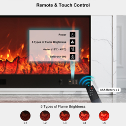 180 cm Modern White Glass Electric Fireplace TV Stand with Remote Control Temperature Adjustable - thumbnail 6