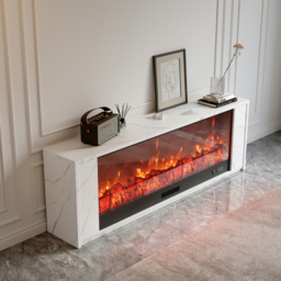 180 cm Modern White Glass Electric Fireplace TV Stand with Remote Control Temperature Adjustable - thumbnail 9