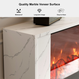 180 cm Modern White Glass Electric Fireplace TV Stand with Remote Control Temperature Adjustable - thumbnail 7