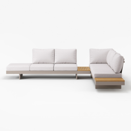 Axis 4 PCS Modular L Shaped Outdoor Sectional Sofa Set Modern Yard & Patio Furniture for 6 Person in Gray Cushion & Pillow Included in Light Gray - thumbnail 8
