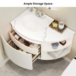 90 cm Corner Bathroom Vanity with Storage & LED Sensor Light - thumbnail 8