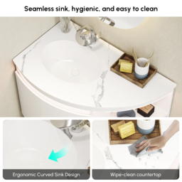 90 cm Corner Bathroom Vanity with Storage & LED Sensor Light - thumbnail 6