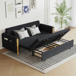 Black Upholstered King Size Daybed with Trundle - thumbnail 1
