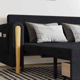 Black Upholstered King Size Daybed with Trundle - thumbnail 7