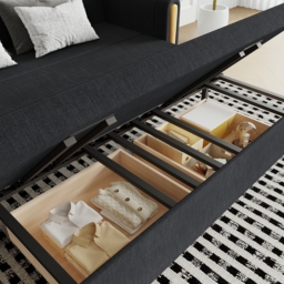 Black Upholstered King Size Daybed with Trundle - thumbnail 6