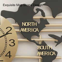 95 cm Modern Metal Large Map Wall Clock Decor Creative Silent Clocks Art for Living Room - thumbnail 9