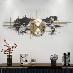 95 cm Modern Metal Large Map Wall Clock Decor Creative Silent Clocks Art for Living Room - thumbnail 1