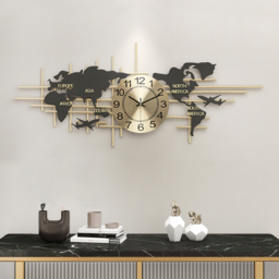 95 cm Modern Metal Large Map Wall Clock Decor Creative Silent Clocks Art for Living Room - thumbnail 4