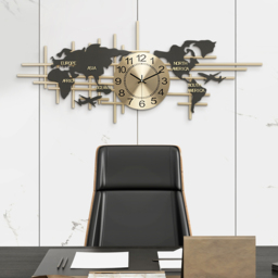 95 cm Modern Metal Large Map Wall Clock Decor Creative Silent Clocks Art for Living Room - thumbnail 3