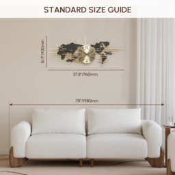 95 cm Modern Metal Large Map Wall Clock Decor Creative Silent Clocks Art for Living Room - thumbnail 6