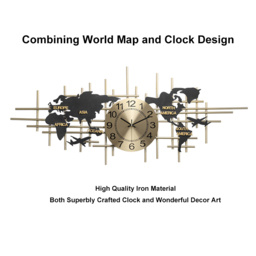 95 cm Modern Metal Large Map Wall Clock Decor Creative Silent Clocks Art for Living Room - thumbnail 7